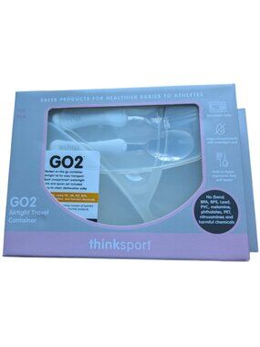 Thinkbaby -Thinksport GO2 Airtight Travel Container pink+fork & spoon-NIB
